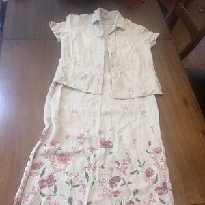 Floral linen dress and jacket set